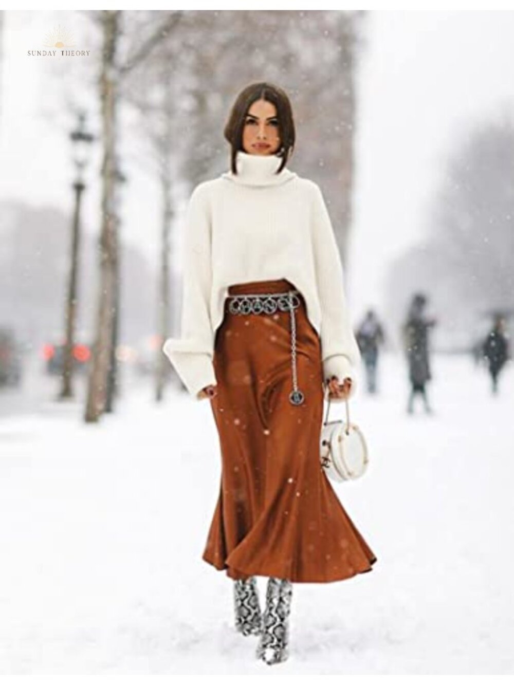 High Waist Satin Midi Skirt Elegant Party Silk Blend - Picture 2 of 6